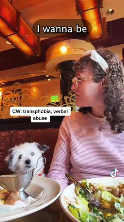 Trans woman accosted at a restaurant. 