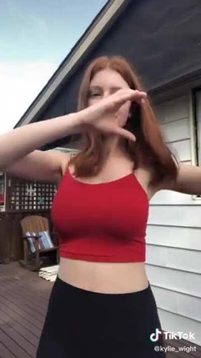 Busty ginger teen with a little choke