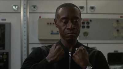 In the movie Avengers: Endgame (2019), Colonel James Rhodes suggests they kill baby Thanos. This implies that, as War Machine, he's already committed a ton of war crimes and killing babies is fairly common to him