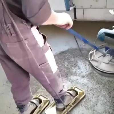 Special slippers to wear while finishing concrete