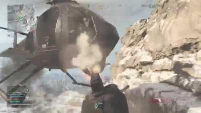 My buddy was evading a predatory chopper, so I brought the only weapon I had to save him.