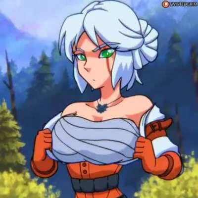 Ciri's boob squish! (TwistedGrim) [The Witcher]