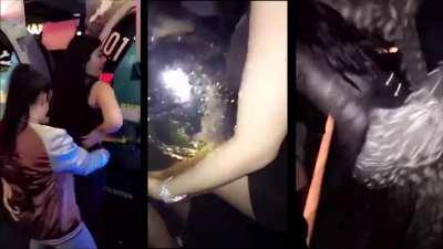 Kylie being dry humped doggy style in public by Kourtney and Khloe and given a lap dance by Kendall