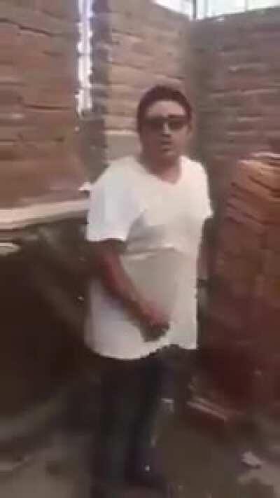 Construction worker gets caught jacking it off