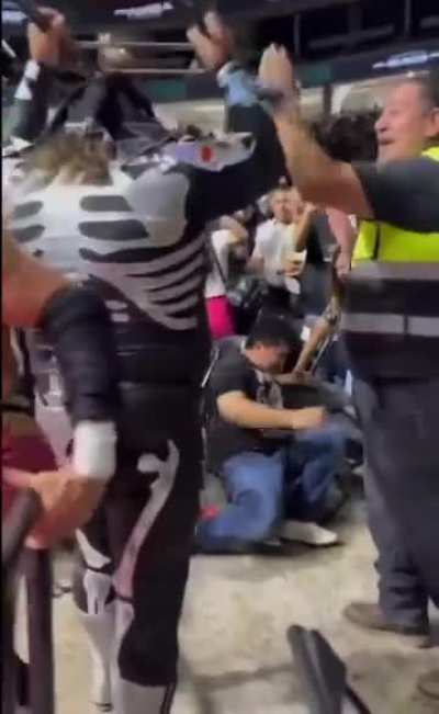 Luchador got aggressive with a fan who had supposedly been insulting him through out the night