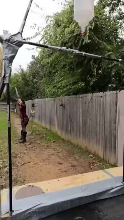 Archery trick shot - A drop of water