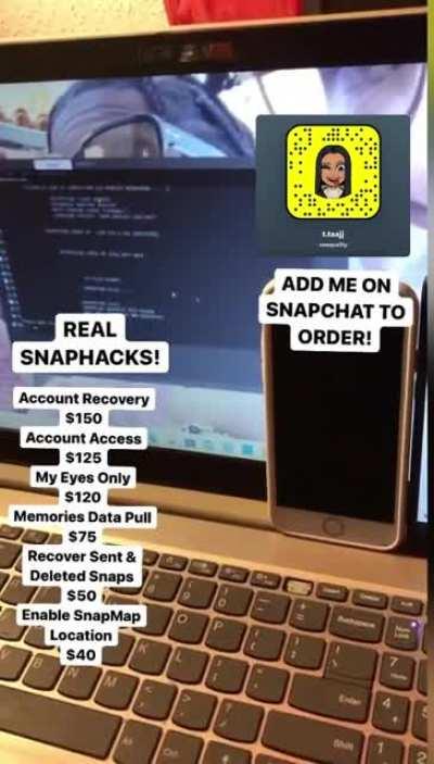 Real Snapchat, Instagram, Facebook & More Hacks Available! Add @naequality on Snapchat to order! Telegram Group Link In Comments Below 👇