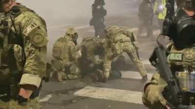 Anarchist cries while being arrested - Portland