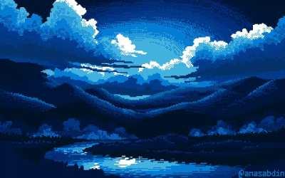 Blå, pixel art I drew [HD collection in comments]