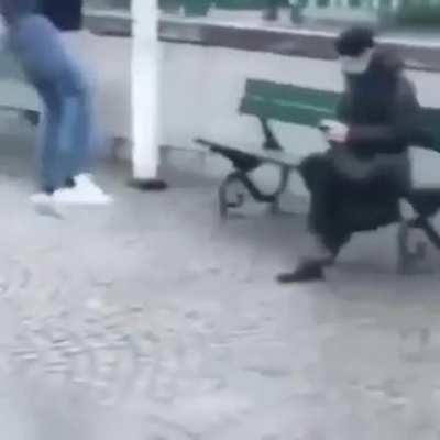 Trying to kick a bird