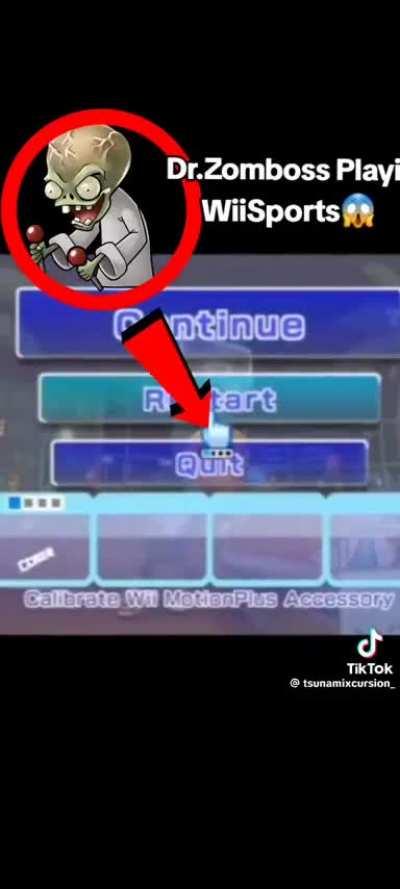 Zomboss playing wii sports