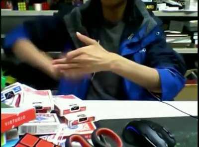 Dude takes thumb trick to another level.