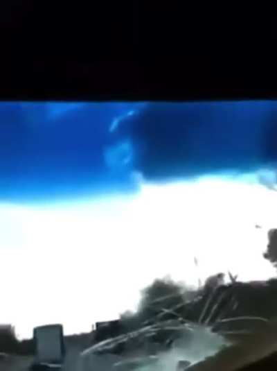 Metal pole gets shot into windshield