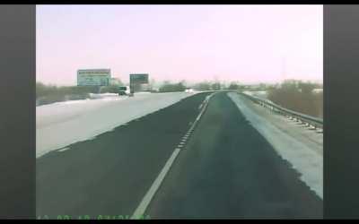 Russia: Lada driver dies instantly after hitting truck after skidding on ice, lada driver dies on the spot instantly while the truck driver survived but was injured. 