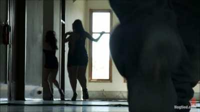 Chased, captured, stripped naked, and hung upside down