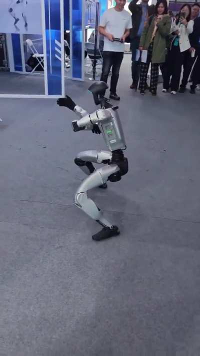 A humanoid robot showing its  martial arts skills