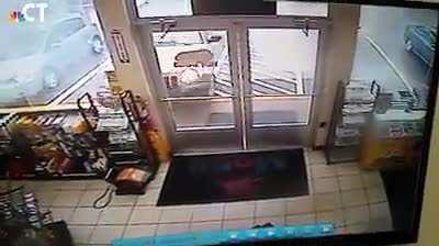 Convenience store entrance destroyed