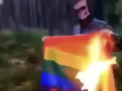 just casually burning the gayreek flag with my albanian friends 😎