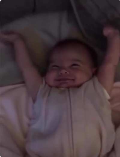 Adorable baby stretches