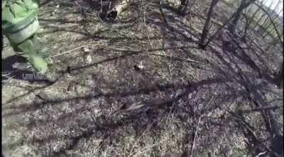 Russian solder steps on landmine