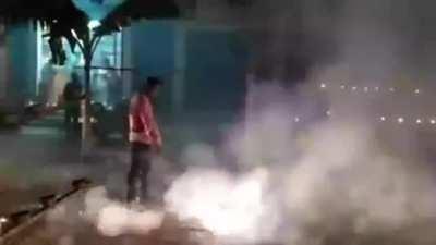 all this guy wanted to do is dance on some fireworks...