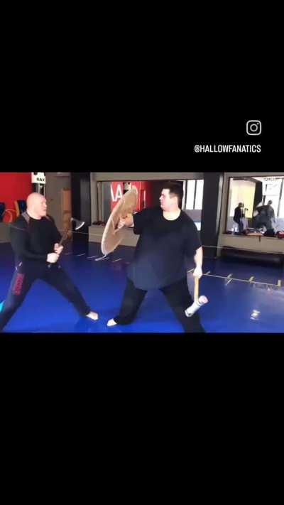 Using medieval weapons without proper safety equipment