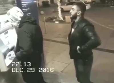 Look at his reaction to getting caught stealing someone's wallet! Priceless