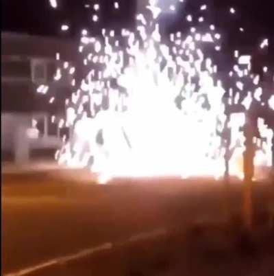 pota potty gets annihilated by fireworks