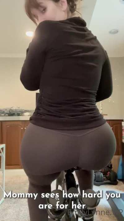 Mom Flashes You Her Phat White Ass While She's On The Exercise Bike