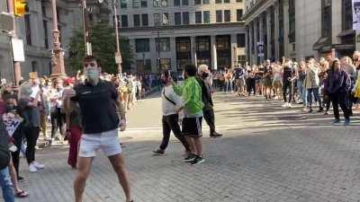 Downtown Philadelphia Erupts in excitement after Joe Biden wins PA and becomes the projected winner of the election