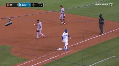 Joc Pederson shouts expletives after grounding out to first.
