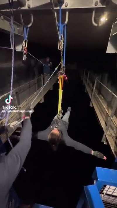 Bungee jumping at night