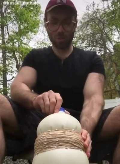 Let's open some milk with 3 million rubber bands around it!