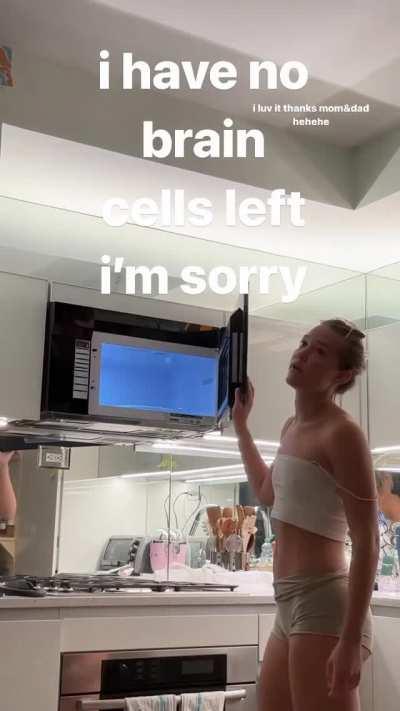new microwave in her apartment