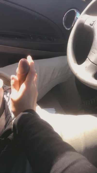 He gets so hard when I play with him when he’s driving