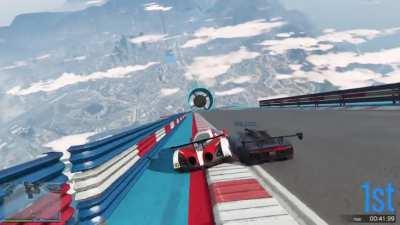 Lucky moment while racing.