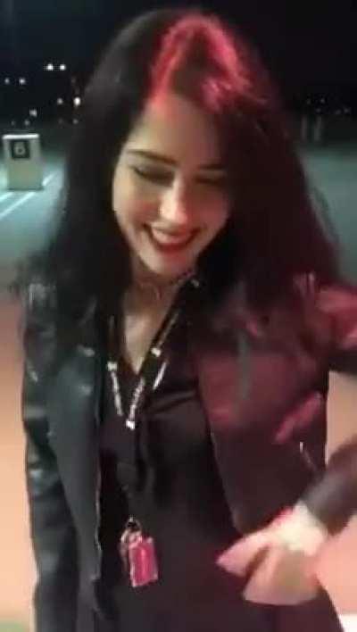 She can't fight the urge even in public