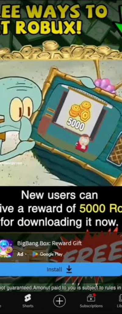 Free robux ad that youtube send me