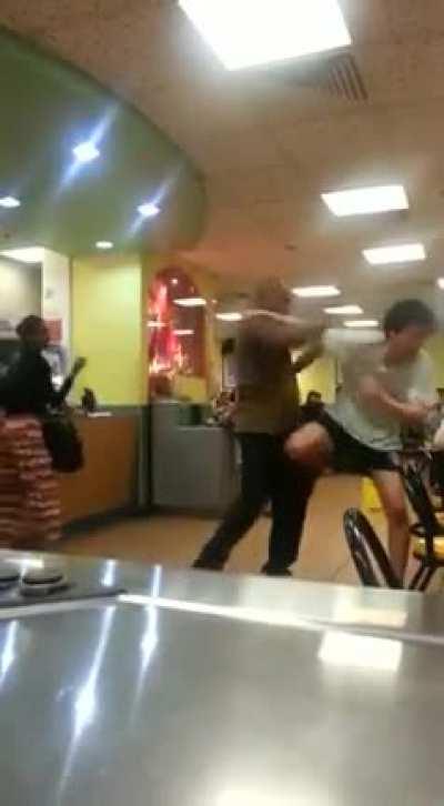 Chinese man gets it for being racist.