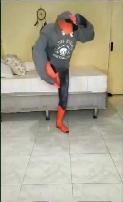 Look Ma I can take off my hoodie with my feet!