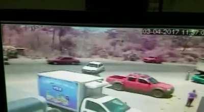 Motorcyclist goes flying