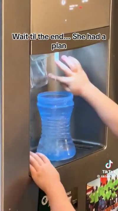 Girl had a creative solution to overfilling her cup