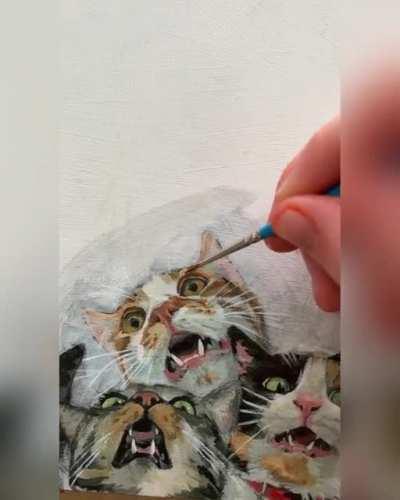 meowing cats painting in progress!