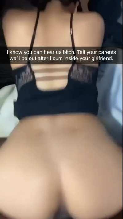 poor idiot, you should have fucked your girlfriend when you could, because of you now the poor girlfriend is in heat, don't worry, I'm going to help her with that... 😈