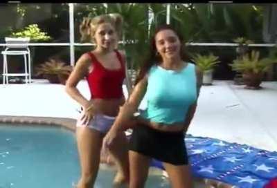 Christina Model - Blue wet t-shirt 