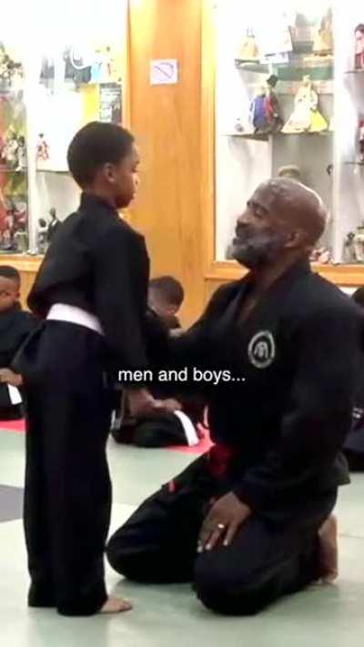 This man runs a martial arts clinic for boys without fathers.