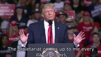 BREAKING: trump lefts the right wing movement and is now a socialist. Don't believe me? Look at this video of his latest rally