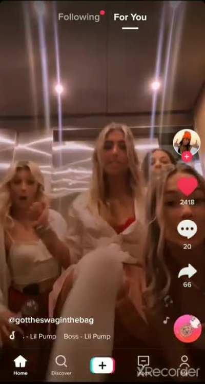 Drunk girls making tiktoks in an elevator 😏