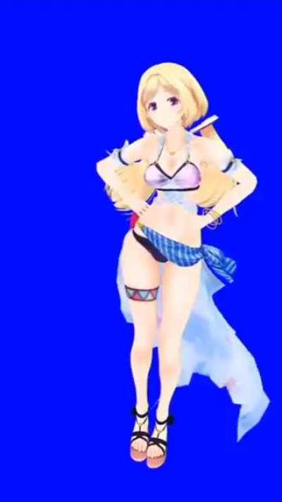 Just Aki on swimsuit wiggling