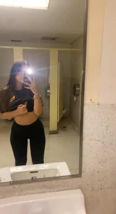 I just couldn't resist getting my tits out, had to go to the school toilet quickly haha... wish you were here with me